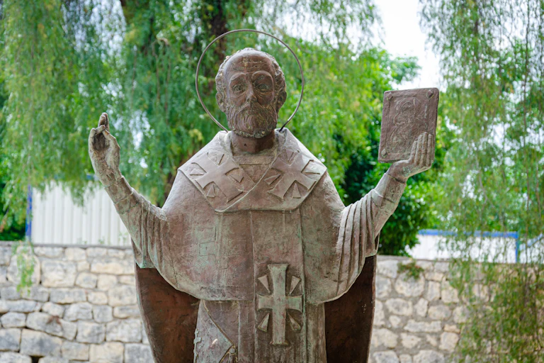 A statue of St Nicholas.