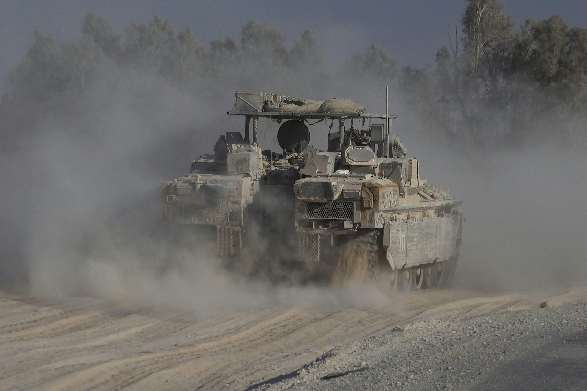 An Israeli tanks on the border with Gaza.