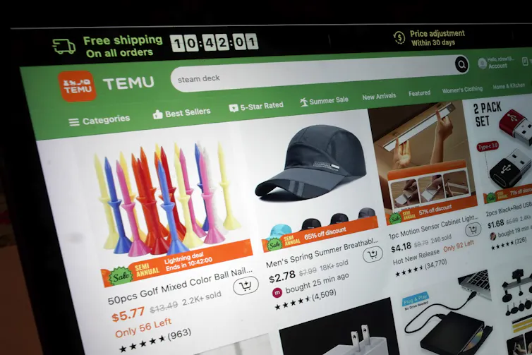 A computer screen shows a website homepage.