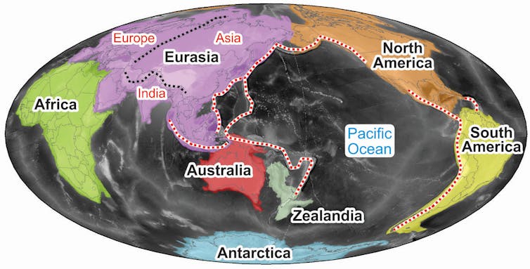 A map of Earth's seven continents.