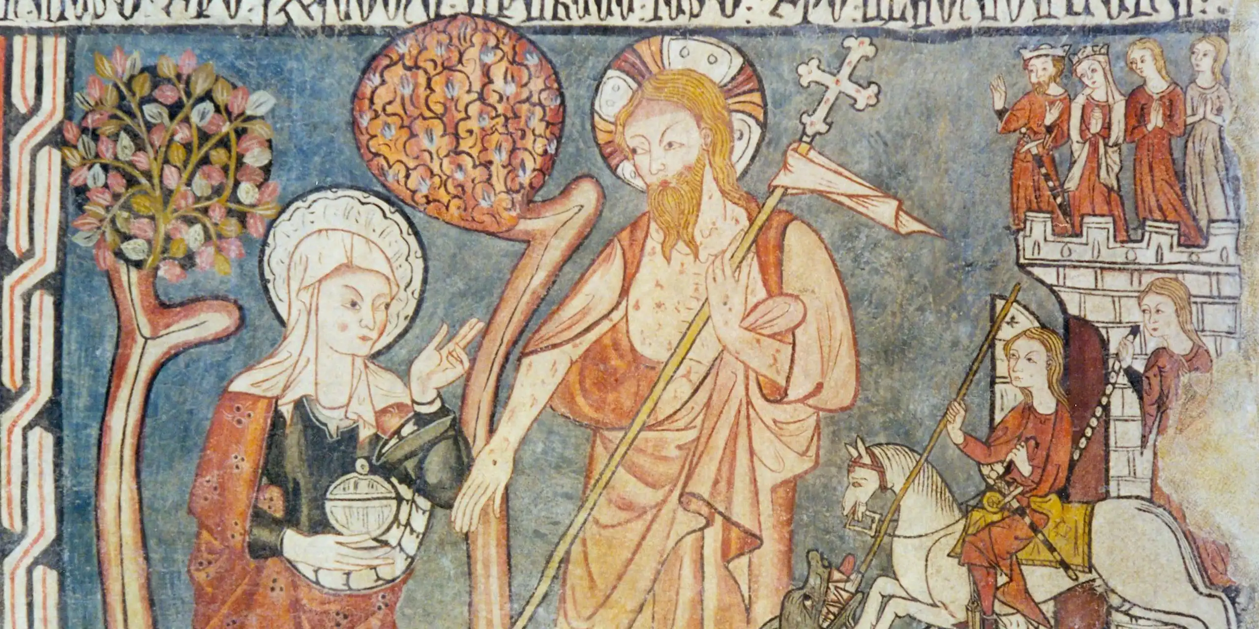 Mural de la Vida de Cristo: representación de la aparición de Cristo a santa María Magdalena.