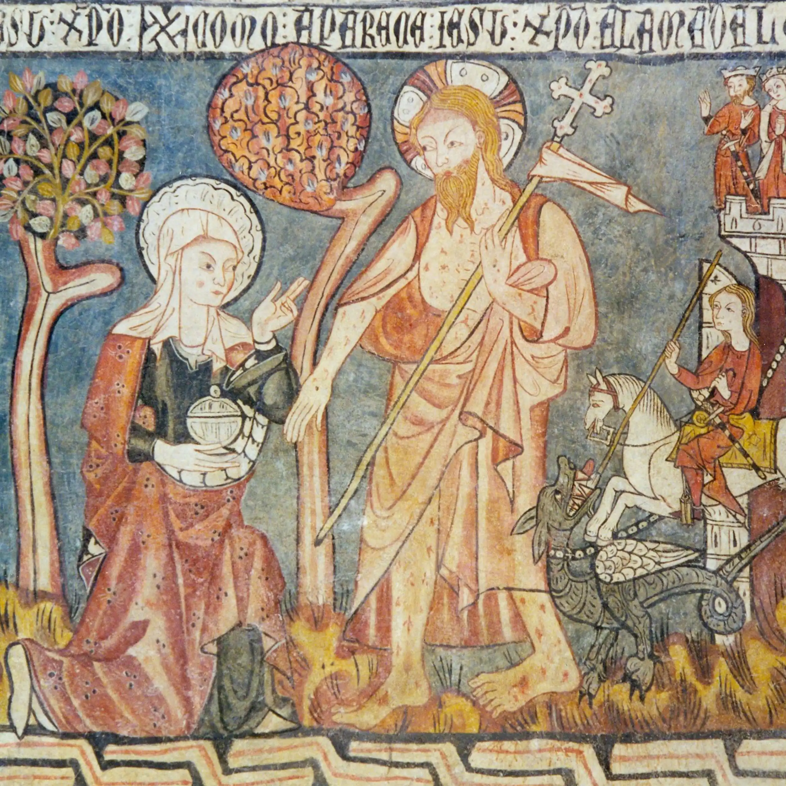 Mural de la Vida de Cristo: representación de la aparición de Cristo a santa María Magdalena.