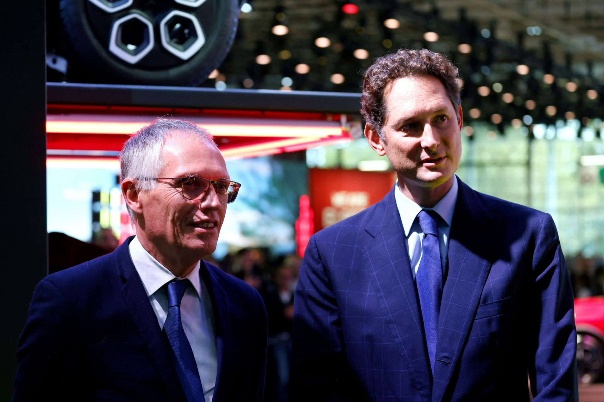 Carlos Tavares and John Elkann visit the Paris Motor Show.