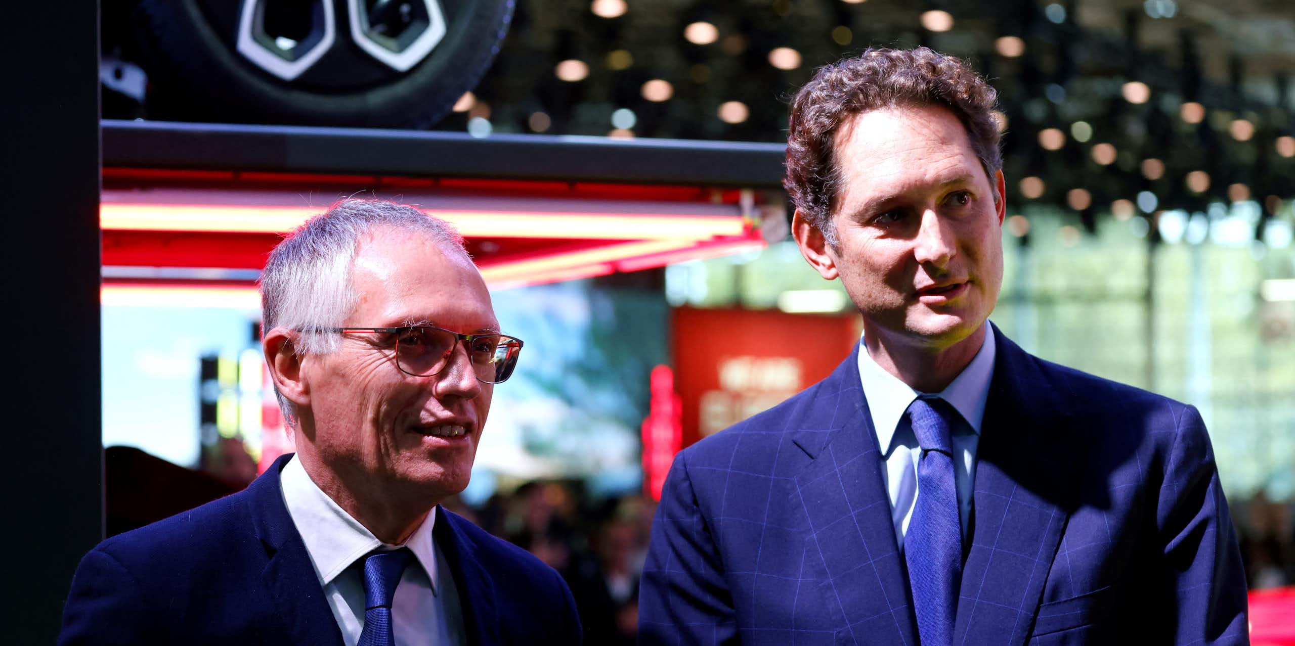 Carlos Tavares and John Elkann visit the Paris Motor Show.