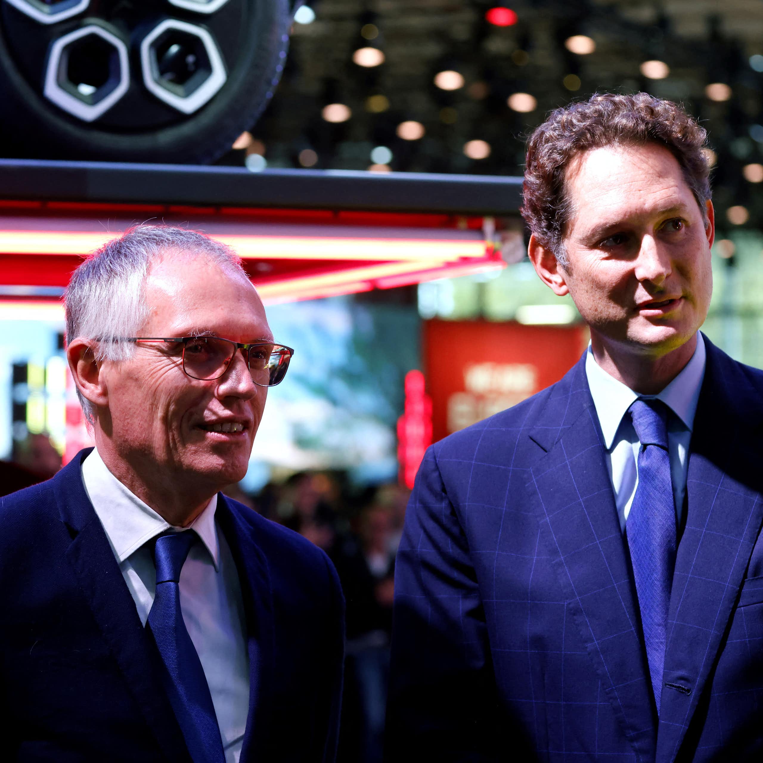Carlos Tavares and John Elkann visit the Paris Motor Show.