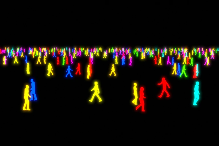 Foule de gens en couleurs fluos