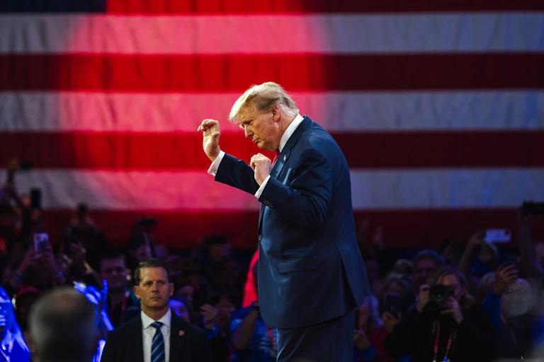 Donald Trump pictured mid-dance.
