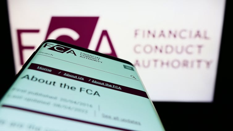 screens showing logo for financial conduct authority