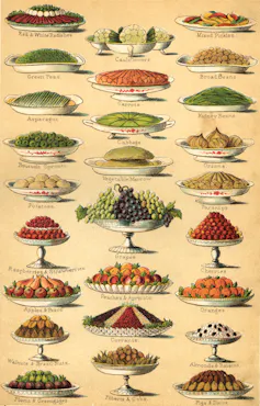 A colour lithograph from Mrs Beeton's cookery book.