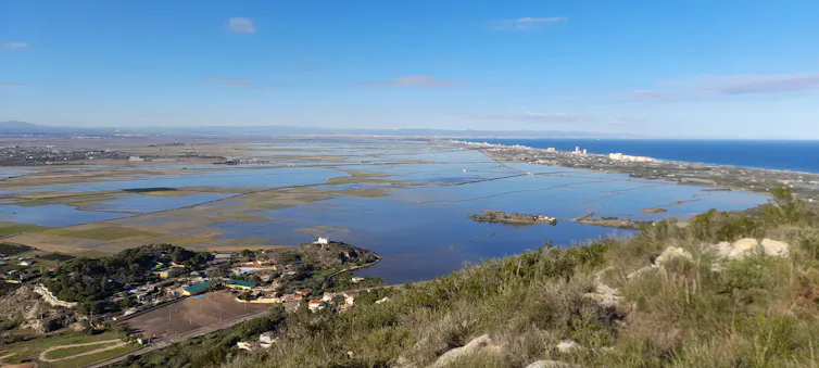 Paisaje de una albufera compuesta por lagunas