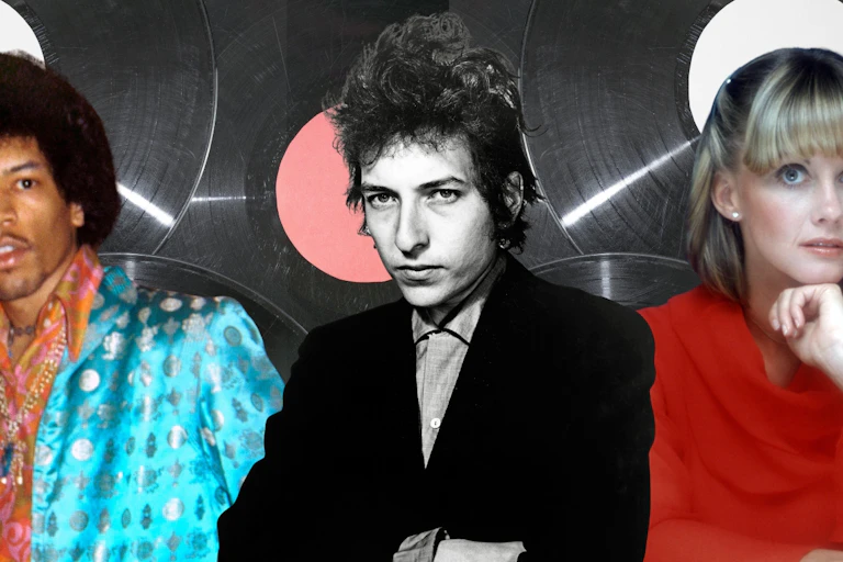 Jimi Hendrix, Bob Dylan and Olivia Newton John.