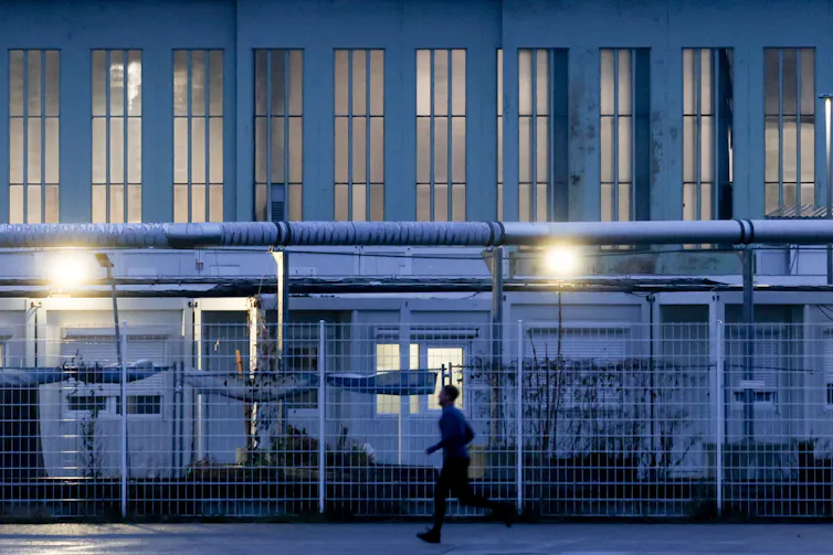 Containers used as houses for refugees at former Berlin Tempelhof airport in Berlin.