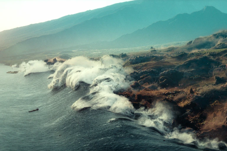 The tsunami hitting La Palma in the series