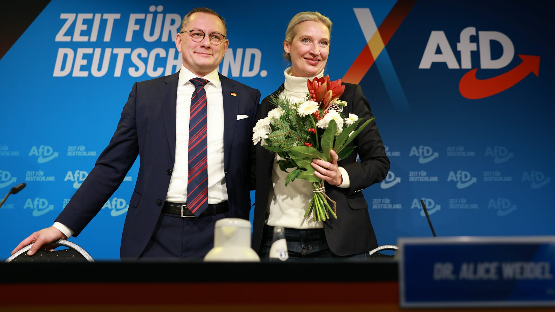 AfD co-chairs, Tino Chrupalla and Alice Weidel.