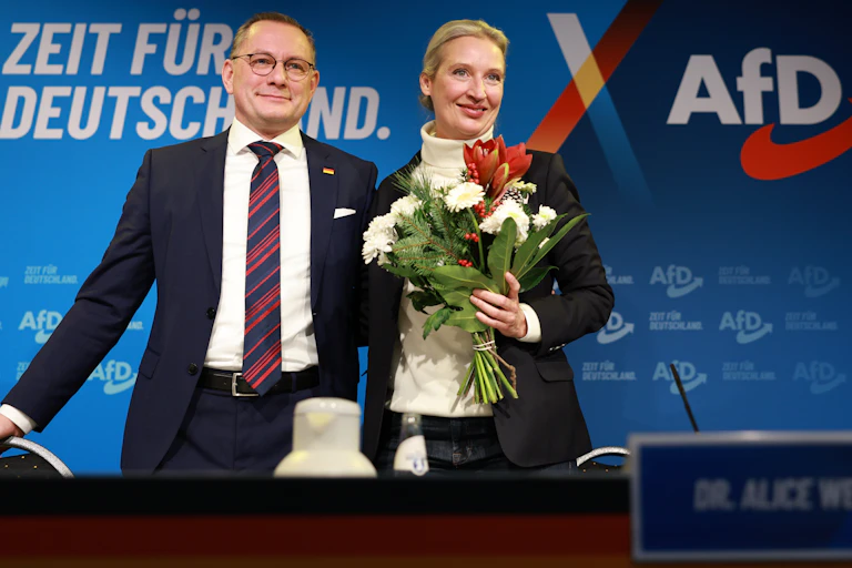 AfD co-chairs, Tino Chrupalla and Alice Weidel.
