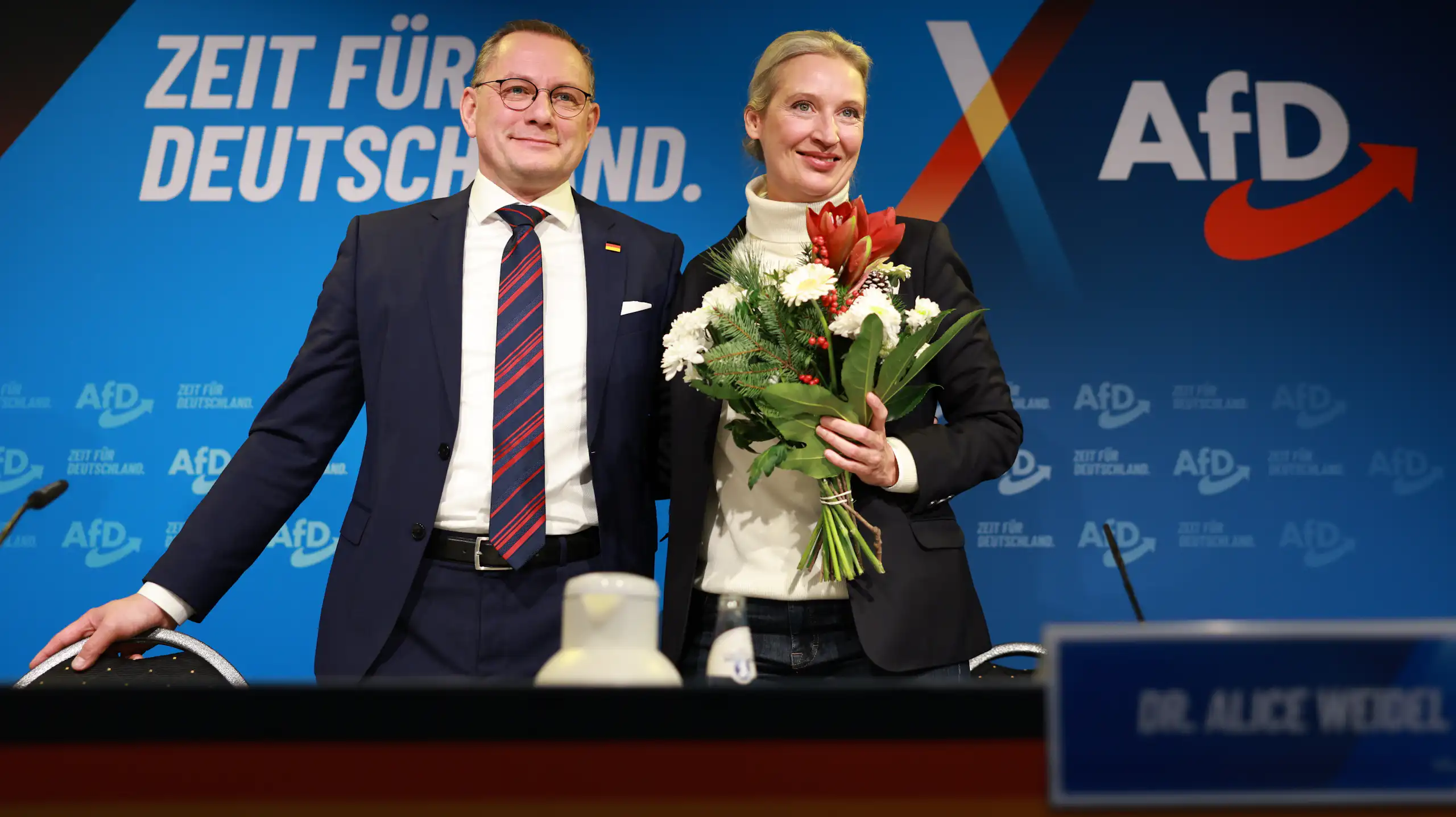 AfD co-chairs, Tino Chrupalla and Alice Weidel.