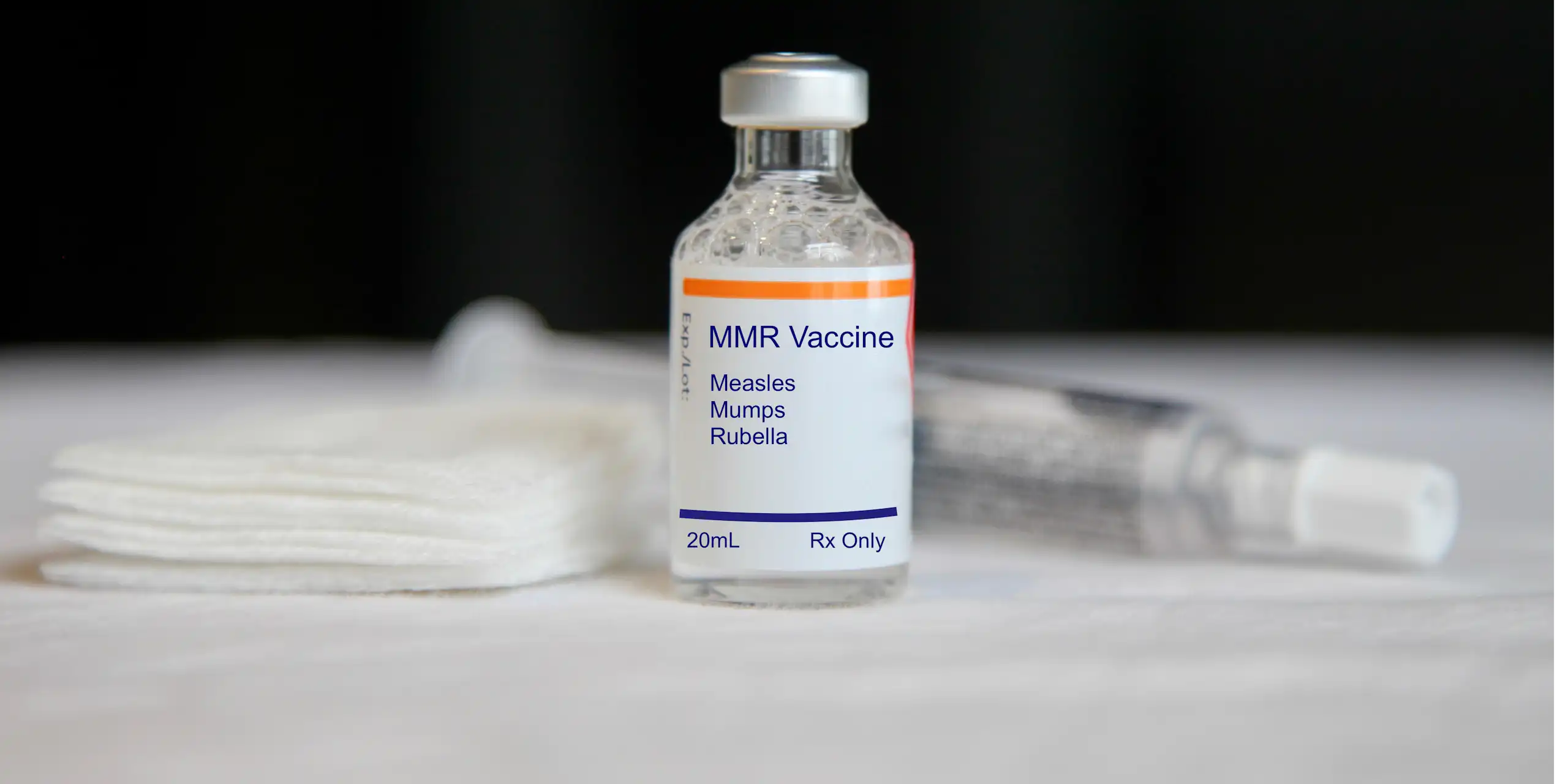 A phial of MMR vaccine.