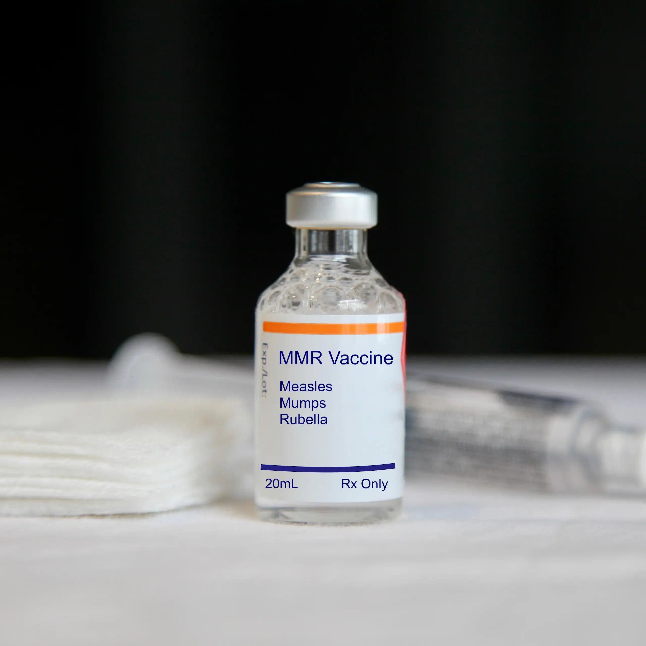 A phial of MMR vaccine.