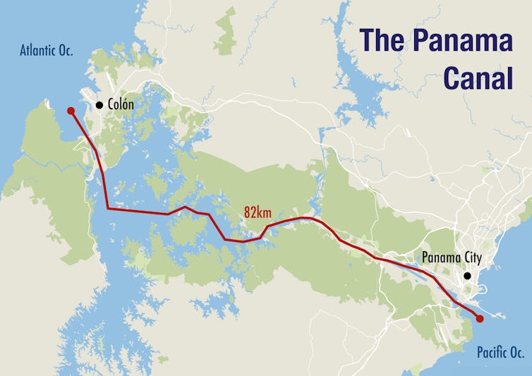 Map of the Panama Canal.