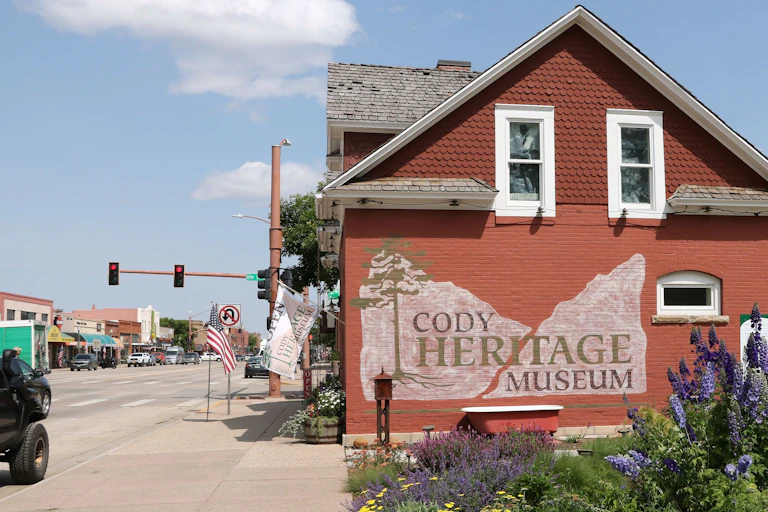 A view of downtown Cody, Wyo., and the Cody Heritage Museum.