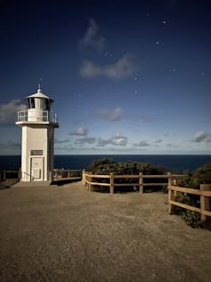 lighthouse at dusk