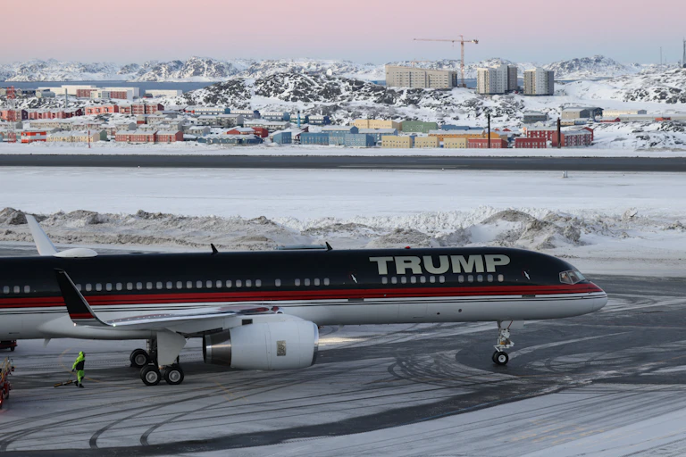 A plane on a snowy tarmac