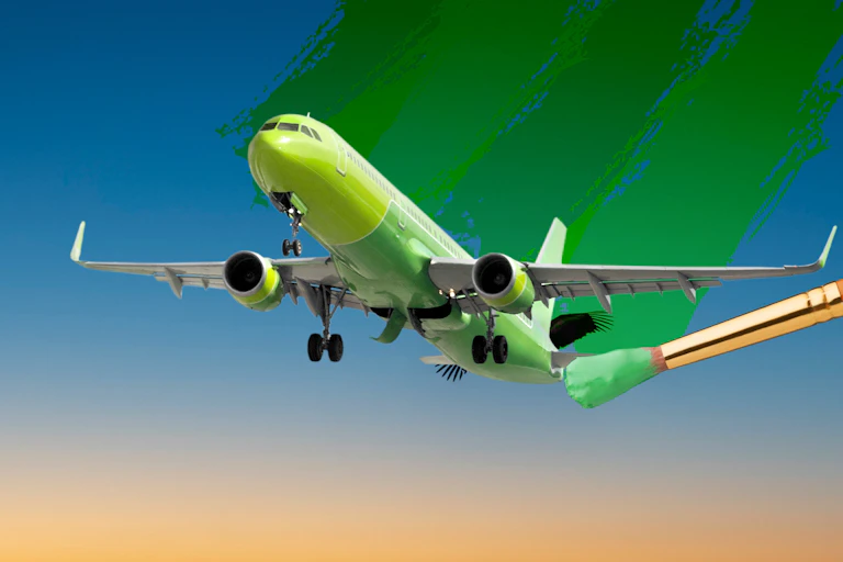 Avion peint en vert