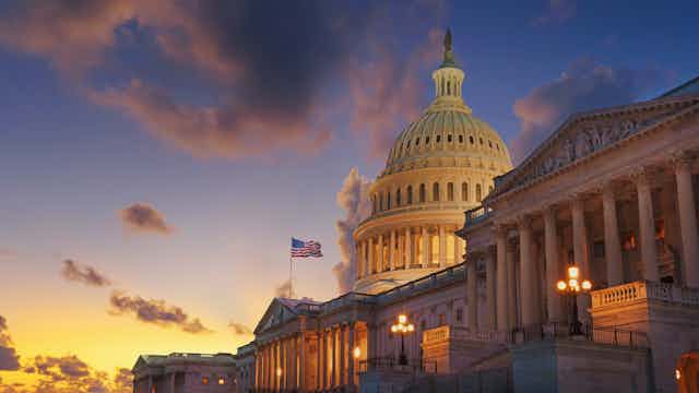 US Capitol building at sunset, Washington DC.