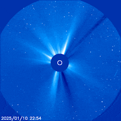 Comet C/2024 G3 (ATLAS) putting on a show as it passes through the field of view of NASA’s SOHO spacecraft’s LASCO/C3 camera.
