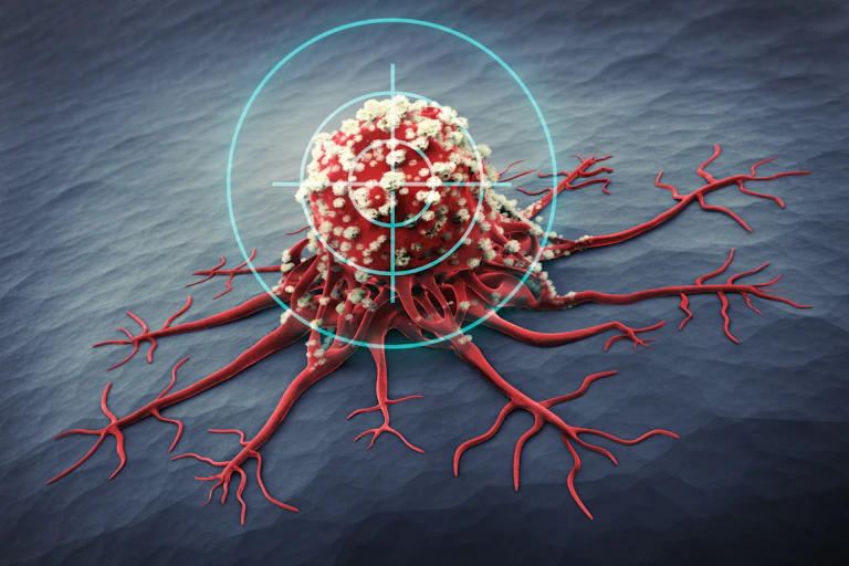 A bullseye targeting a cancerous tumour.