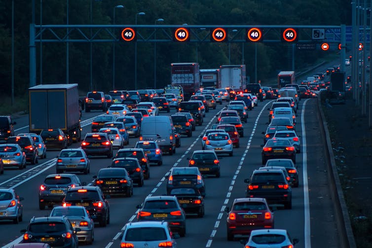 Heavy motorway traffic.