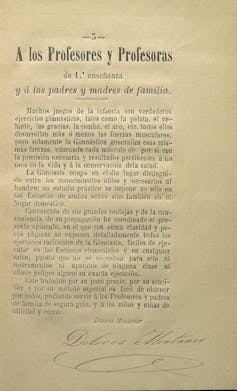 Prólogo al opúsculo escrito por Dolores Montaner en defensa de la enseñanza de la gimnasia en 1887.