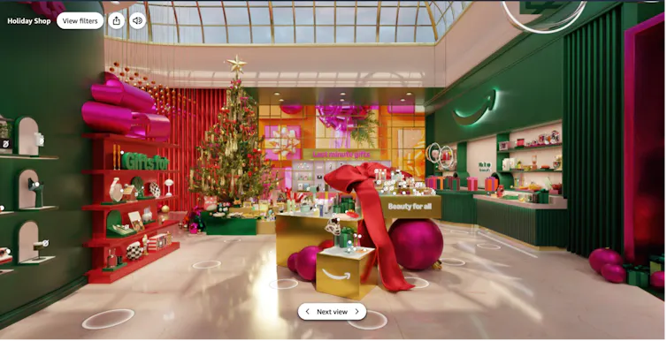 Showroom immersif « Holiday Shop » : l’expérience des cadeaux de Noël sur Amazon Beyond