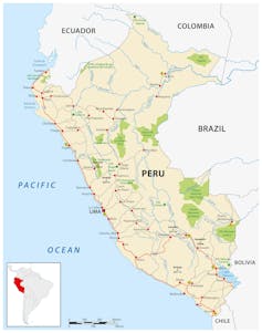 An illustrated map of Peru.