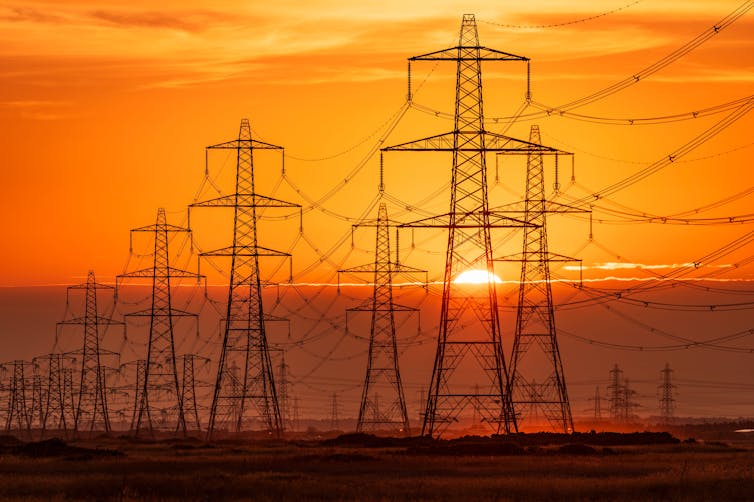 Pylons at sunset.