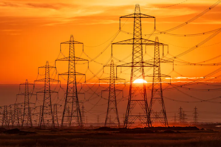 Pylons at sunset.