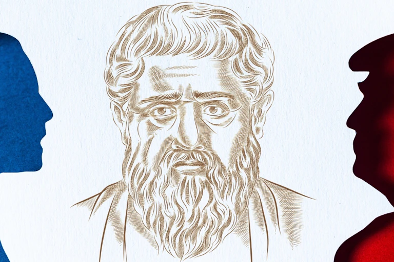 Outlines of Harris, Trump and Plato