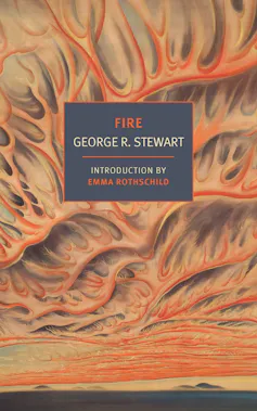 Book cover reading with the title 'Fire' featuring an illustration of vibrant orange flames.