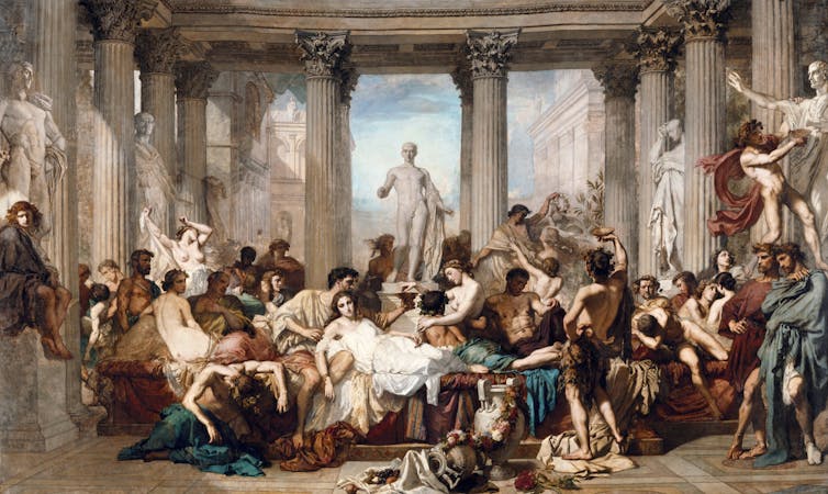 Thomas Couture's 'Los Romanos de la Decadencia', depicting Romans in a state of decadence.