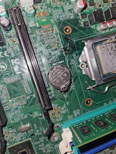 Close de uma placa de circuito de PC