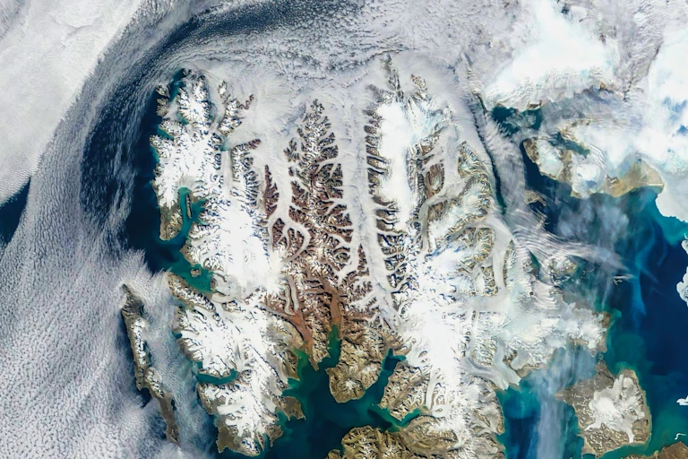 Satellite image of glaciers in Svalbard
