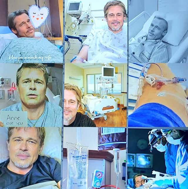 Un montage photo montrant un homme à l'hôpital