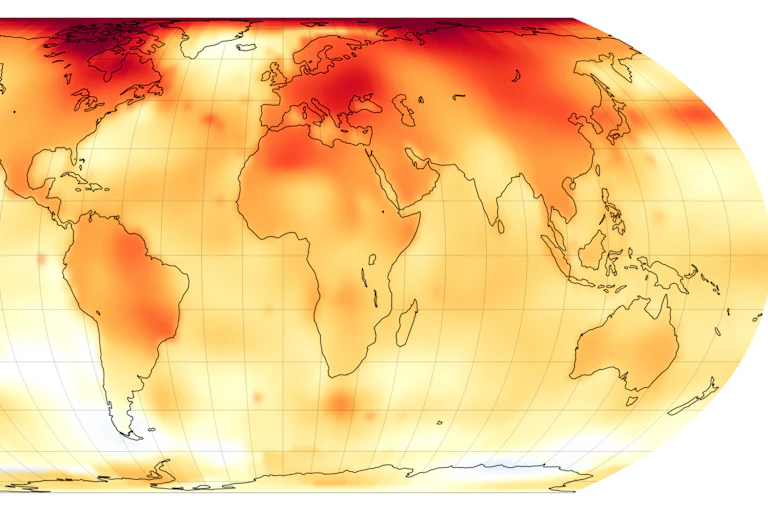 A world map showing rising temperatures