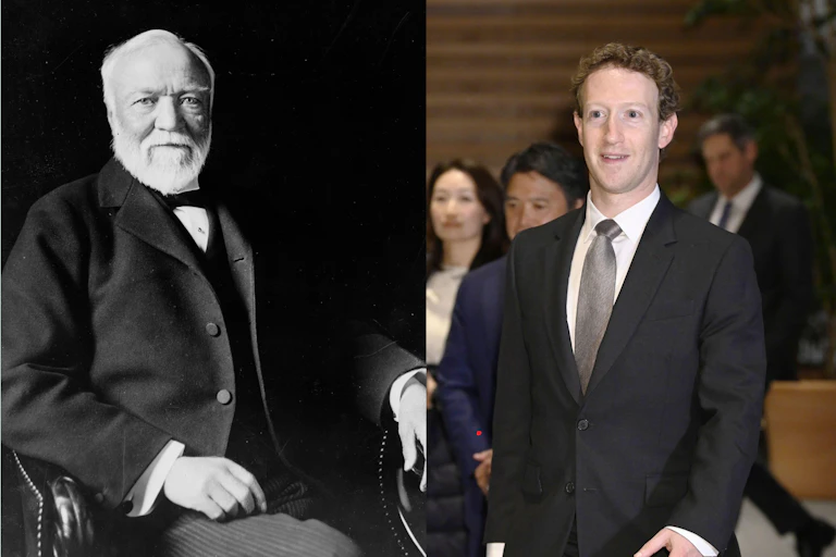 Andrew Carnegie, left, and Mark Zuckerberg, right.