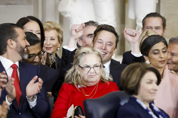 Elon Musk and Donald Trump Jr. during President Donald Trump’s inauguration.