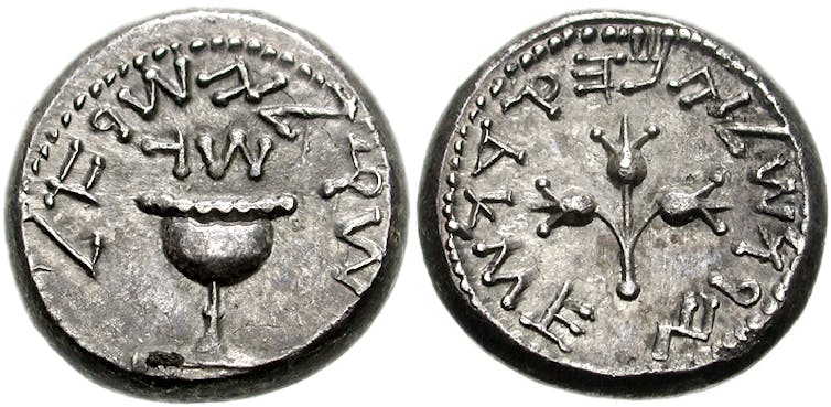 Two sides of a silver coin.