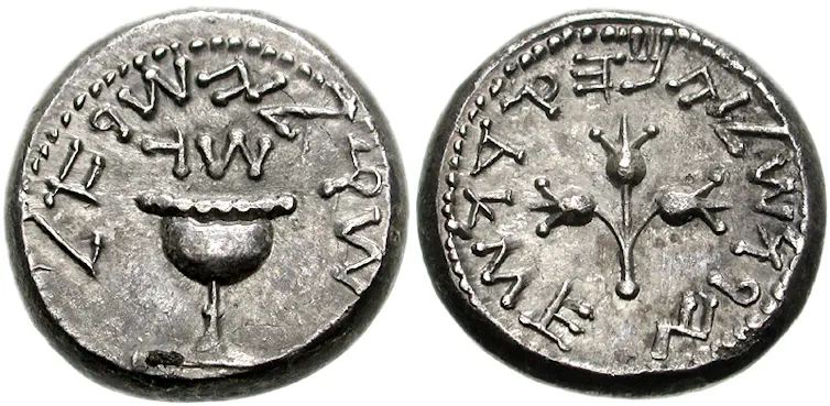Two sides of a silver coin.