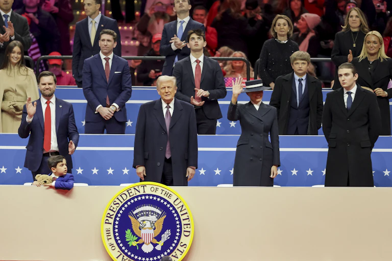 Donald Trump and associates during his inauguration ceremony