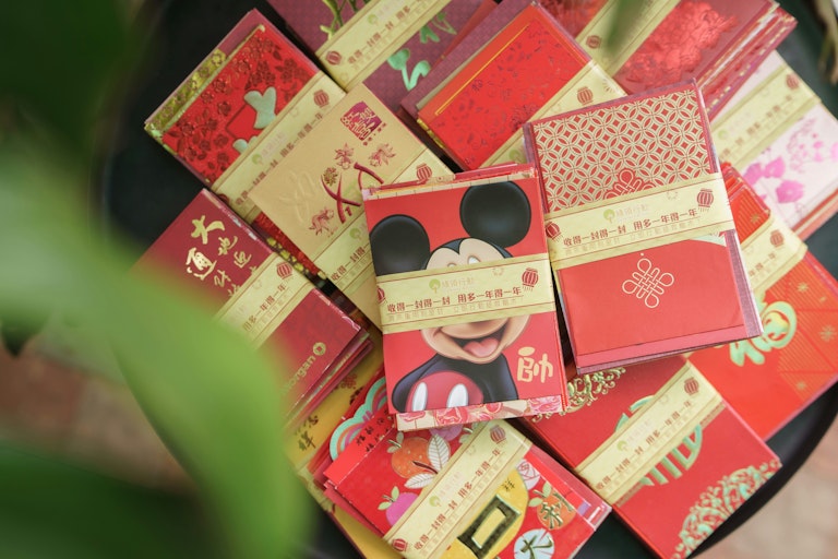 Packages of red envelopes