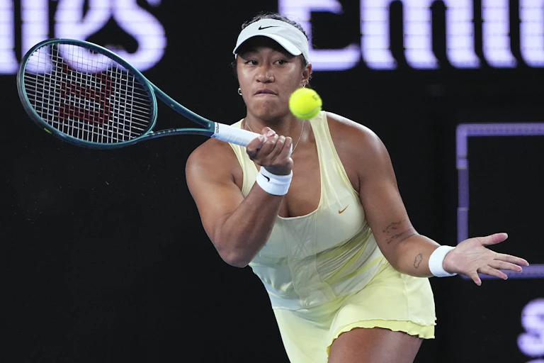 Destanee Aiava hits a tennis ball at the Australian Open.